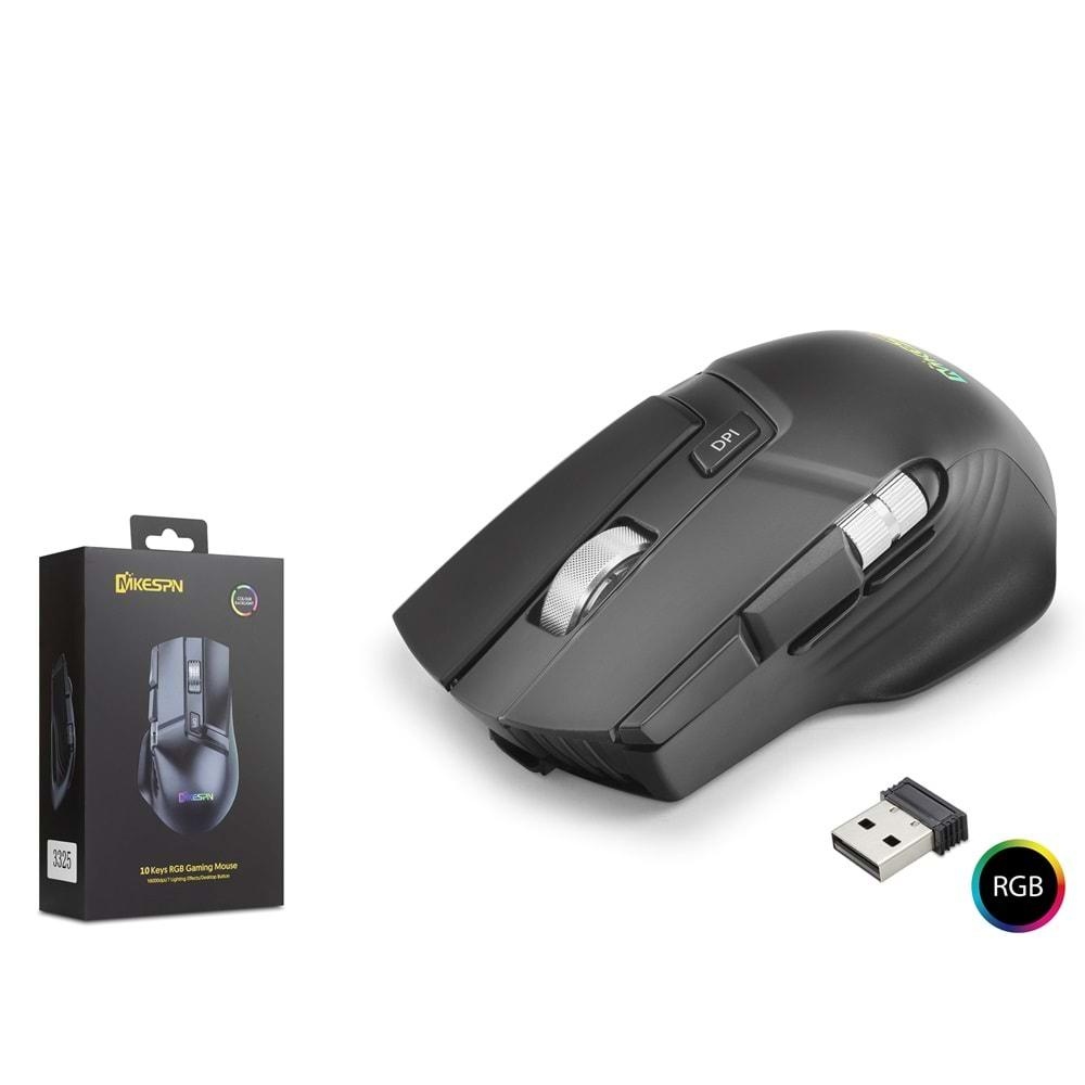 Mkespn W13 Gaming Mouse Bluetooth Kablosuz + Kablolu 10000 Dpi 10 Tuş Rgb Oyuncu Mouse Siyah