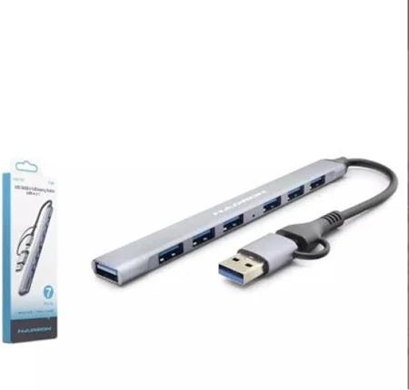 Hadron Hdx7857 Usb + Type-C Hub 7In1 1*Usb3.0 6*Usb2.0 Gri